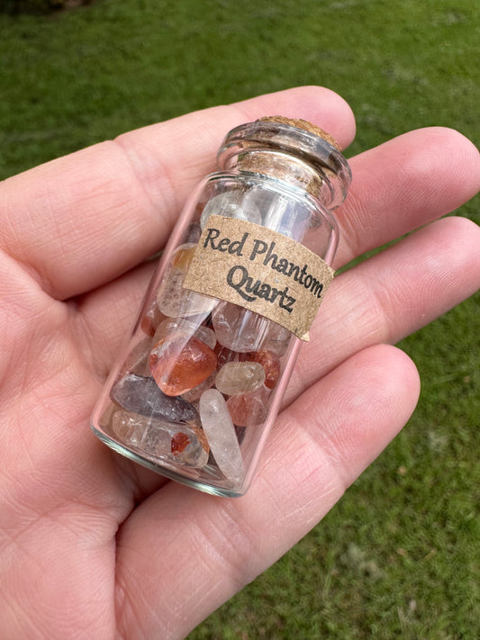 Red Phantom Quartz Chips In Bottle