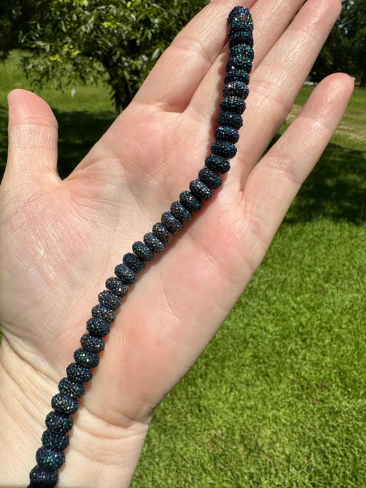 Blue Rondelle Style Resin Bead Strand