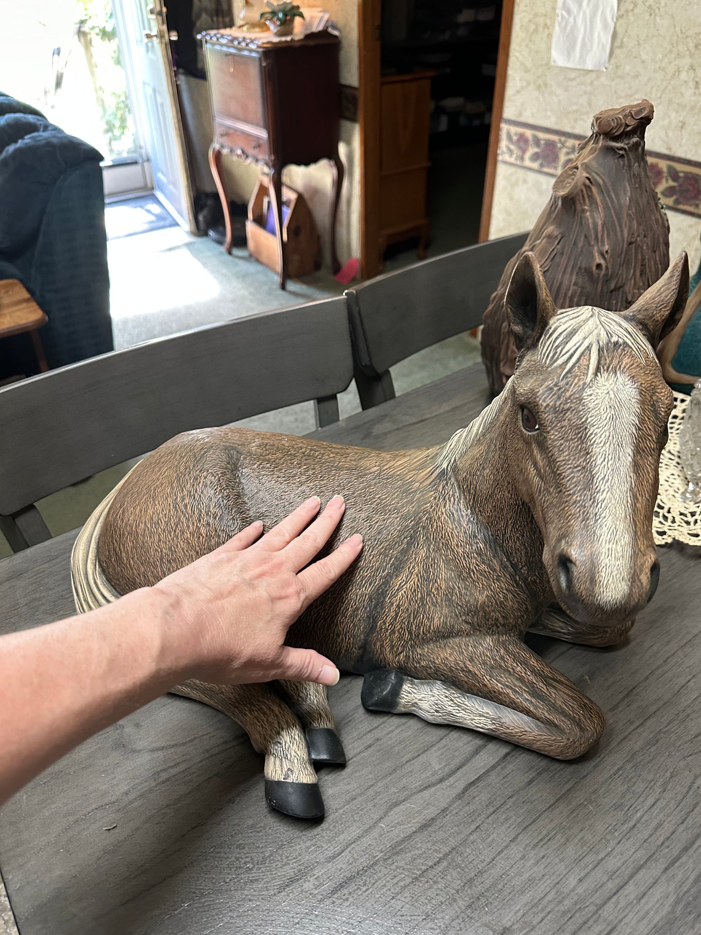 Large Hand Painted Ceramic Horse