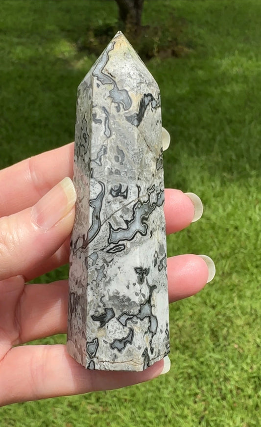 Gray Lace Agate Tower #3