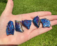 Natural Tourmaline Electroplated Blue Flame