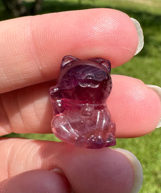 Mini Candy Fluorite Cat Carving