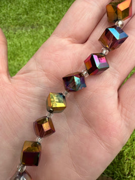 Multi-Color Glass Cube Bead Strand