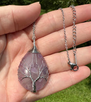 Amethyst Tree of Life Silvertone Necklace