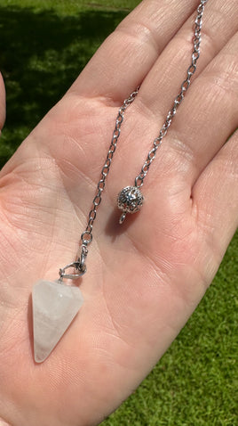 White Quartz Pendulum with Chain