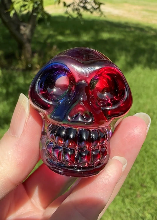 Red & Blue Crystal Glass Skull