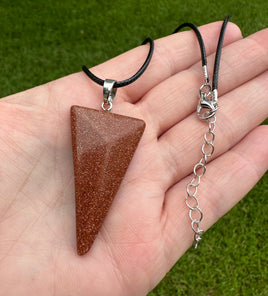 Goldstone Triangle Pendant & Necklace