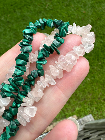 Rose Quartz/Malachite/Quartz Strand