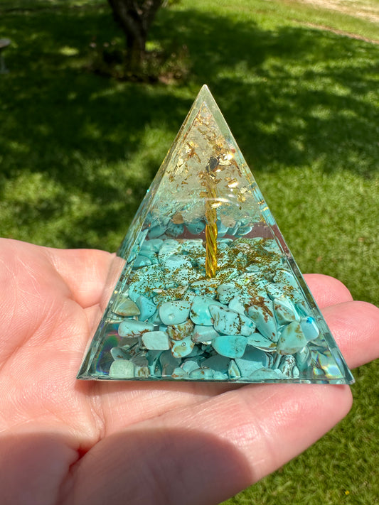 Turquoise Orgonite Pyramid #3