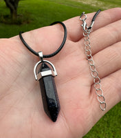 Blue Goldstone Pendant Point Necklace