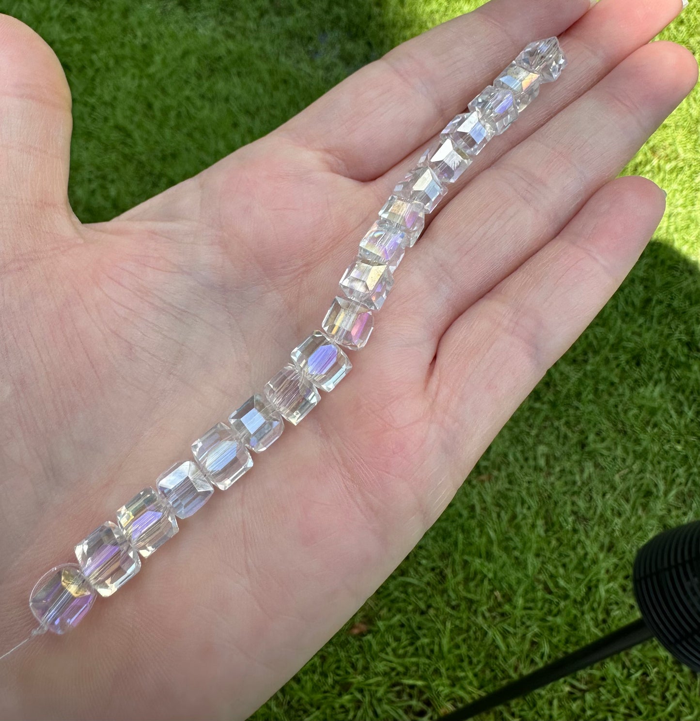 Glass Cube Bead Strand