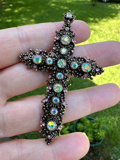 Aurora Borelais Ornate Cross Pendant