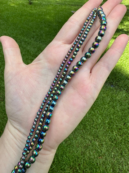 Multi-Color Round Glass Bead Strand 3 Sizes