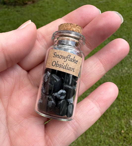 Snowflake Obsidian Chips In Bottle