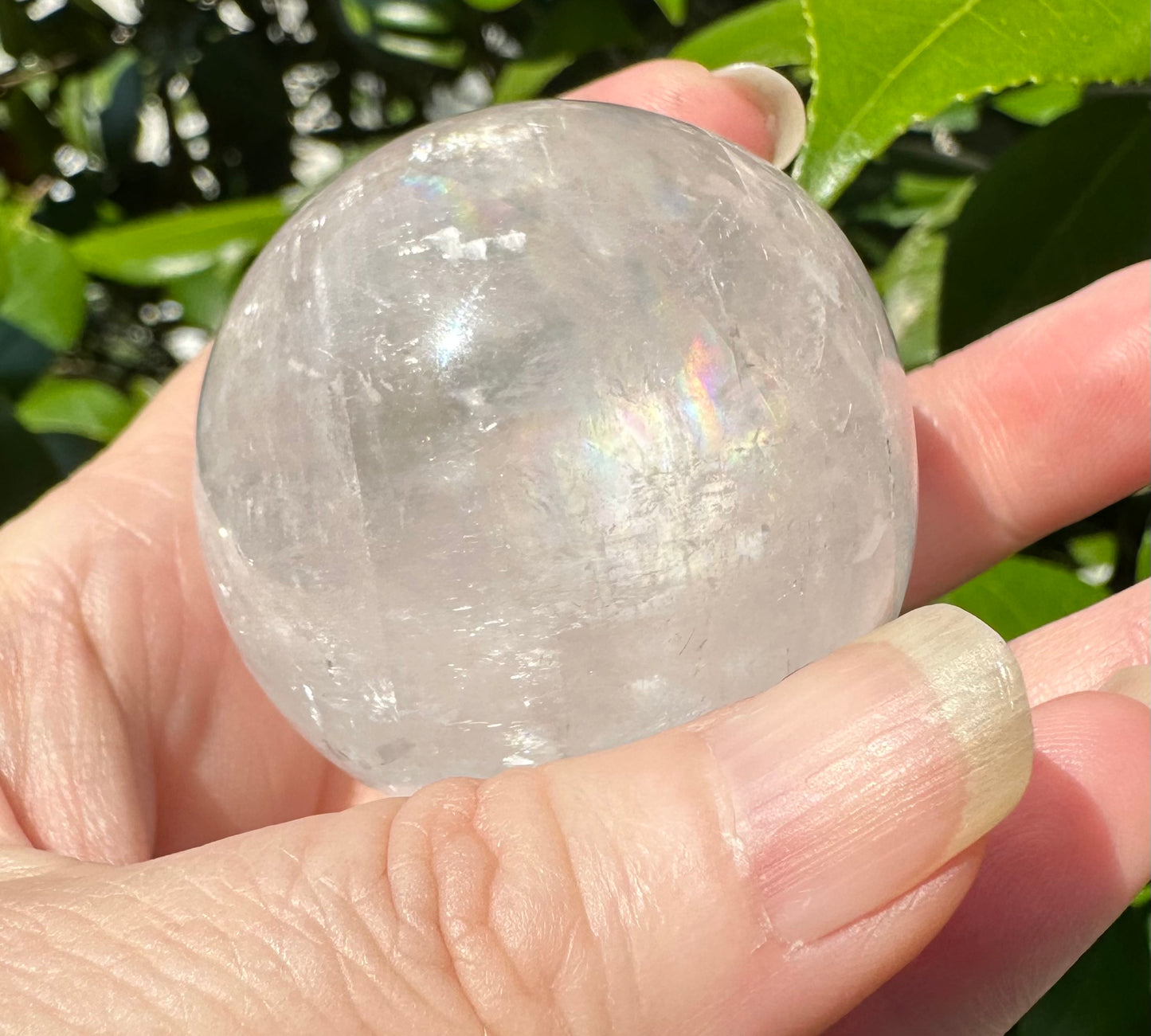 White Calcite Rainbow Sphere #4