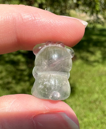 Mini Candy Fluorite Bear with Eyes Covered Carving