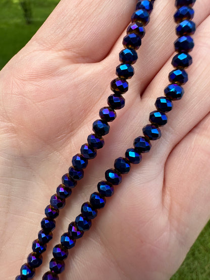 Purple-Blue Faceted Glass Beads