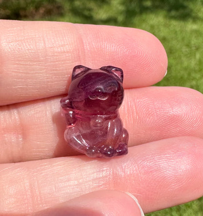 Mini Candy Fluorite Cat Carving