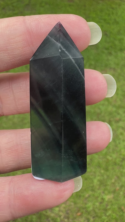 Dark Rainbow Fluorite Obelisk Tower #6