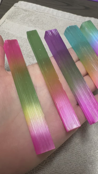 Colorful Moroccan Selenite Electroplated Rods