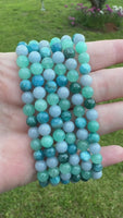 Shades of Blue & Green Throat Chakra Bracelet 6mm 7.5”