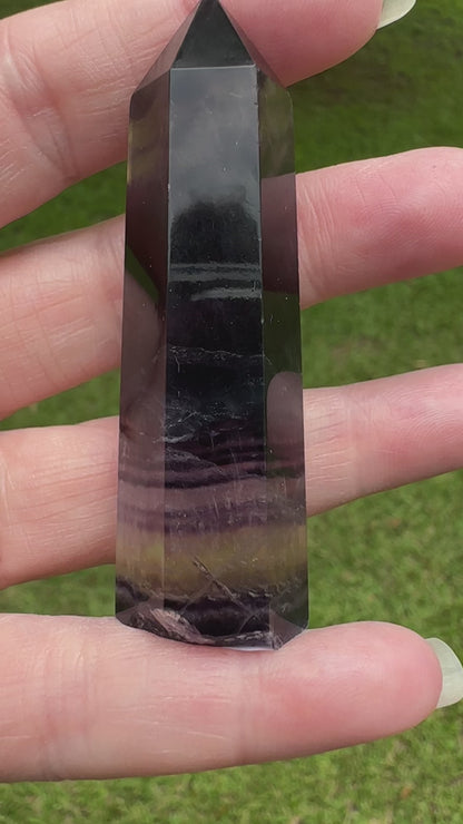 Dark Rainbow Fluorite Obelisk Tower #1