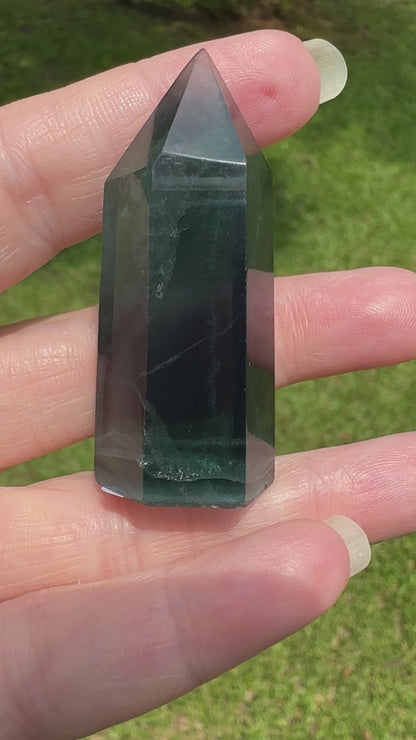 Dark Rainbow Fluorite Obelisk Tower #11